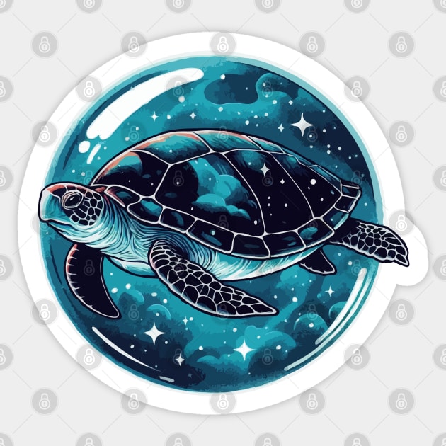 Space Bubble Turtle Sticker by katzura